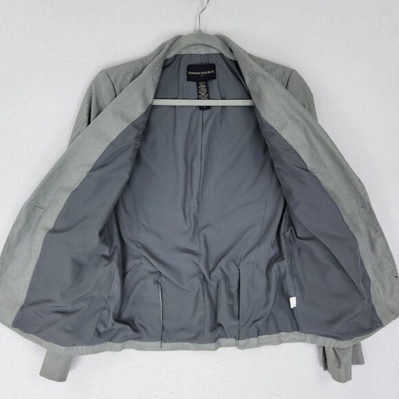 Banana Republic Jacket Womens 4 Gray Pinstripe Stretch Single Button Blazer - Picture 10 of 15